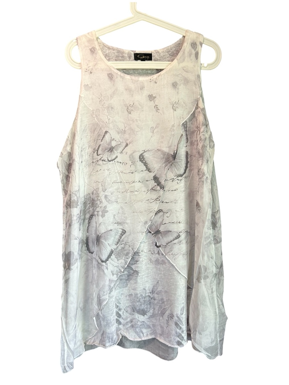 Faded Lavender Butterfly Tank Top - Sleeveless Scoop Neck